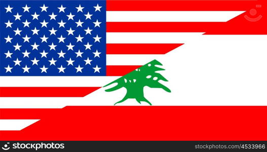 united states of america and lebanon half country flag