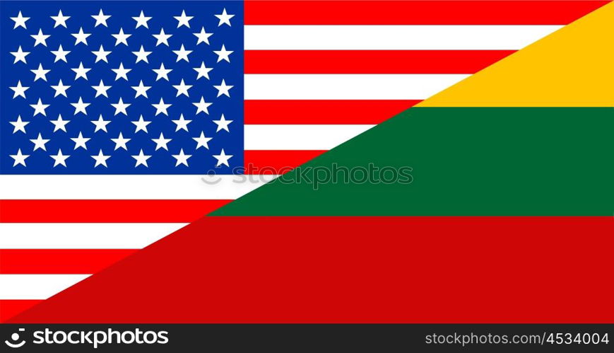 united states of america and lithuania half country flag