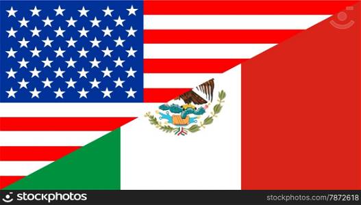 united states of america and mexico half country flag