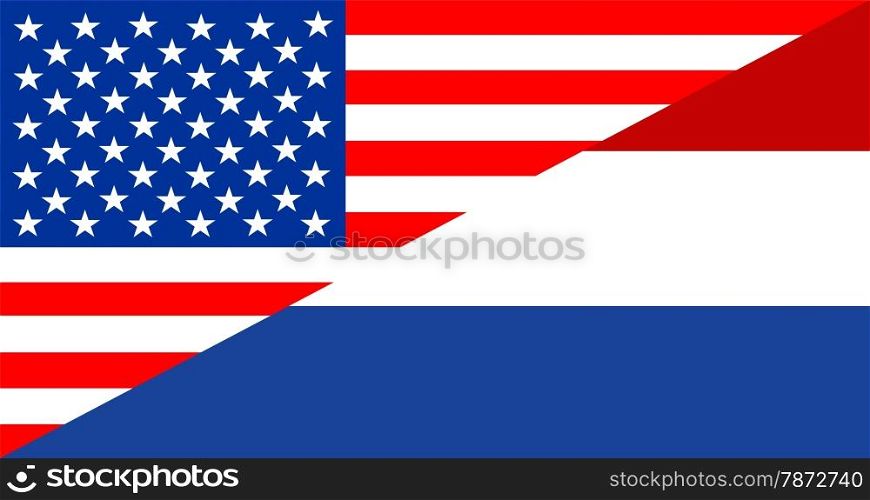 united states of america and netherlands half country flag