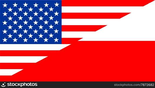 united states of america and poland half country flag