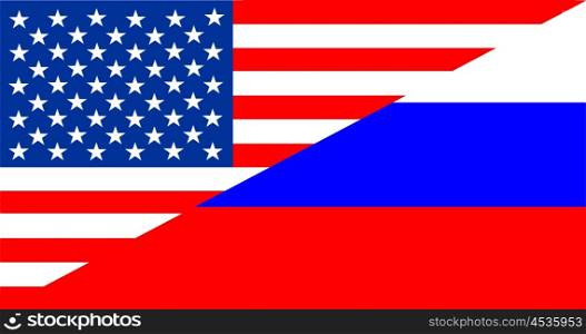 united states of america and russia half country flag