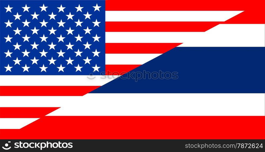 united states of america and thailand half country flag