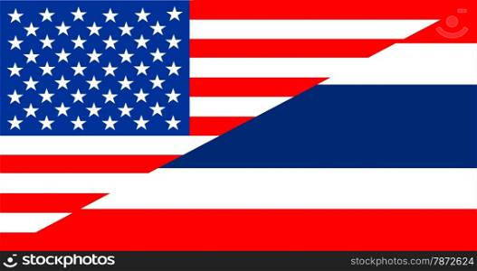 united states of america and thailand half country flag