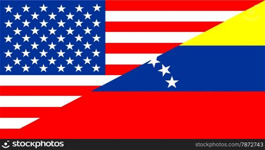 united states of america and venezuela half country flag
