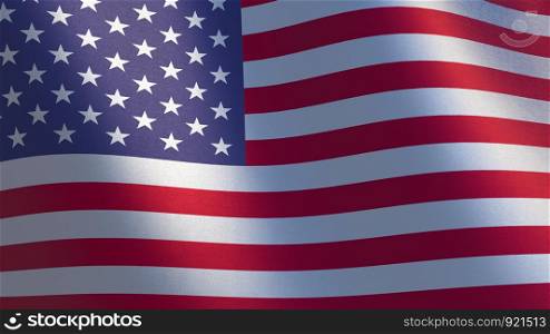 United States of America flag. 3d illustration of waving flag of USA