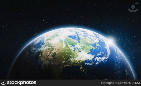 United States of America from space. Elements of this image furnished by NASA. 3d rendering. United States of America from space