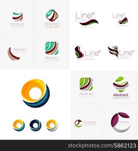 Universal abstract geometric shapes - business emblems. Created with wavy overlapping elements, clean flowing modern design