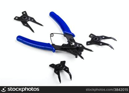 universal snap ring pliers set isolated on white background