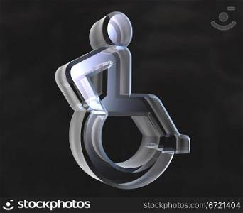 Universal wheelchair symbol in transparent glass (3d made)