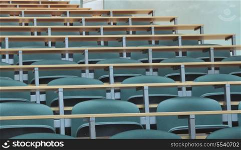 university classroom chairs in row