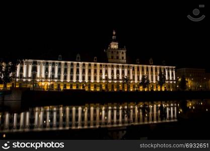 University of Wroclaw with the evening lighting. Poland