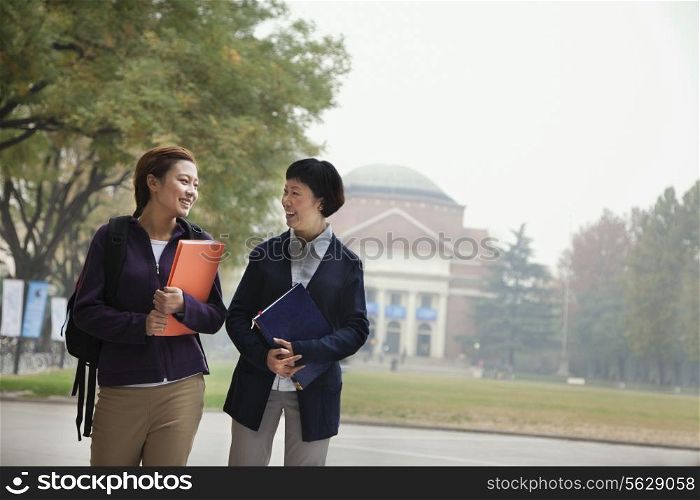 University Student and Professor on Campus