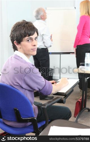 University student in class