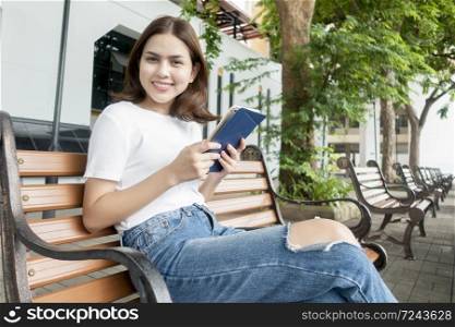 University student is holding tablet