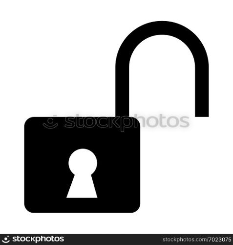 Unlock icon for protecting password isolated on white background in digital data code and security technology concept. Abstract illustration