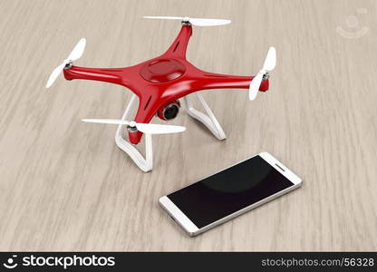 Unmanned aerial vehicle (drone) and smartphone with blank display