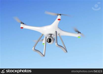 Unmanned aerial vehicle (drone) flying in the sky
