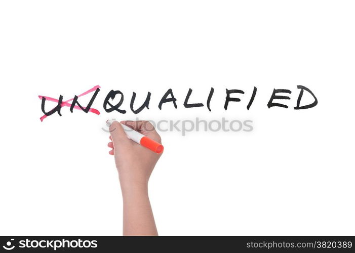 Unqualified to qualified conceptional words on whiteboard