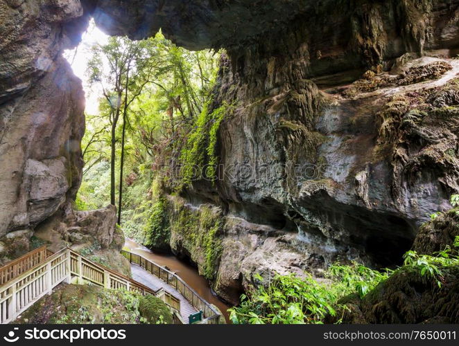 Unusual cave landscapes in New Zealand