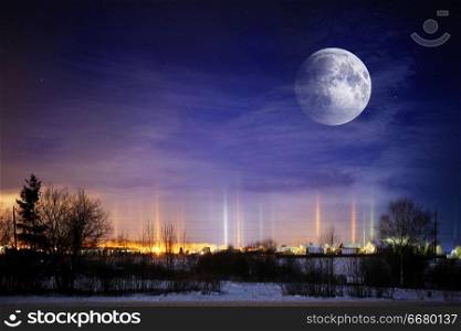 unusual moons in winter landscape