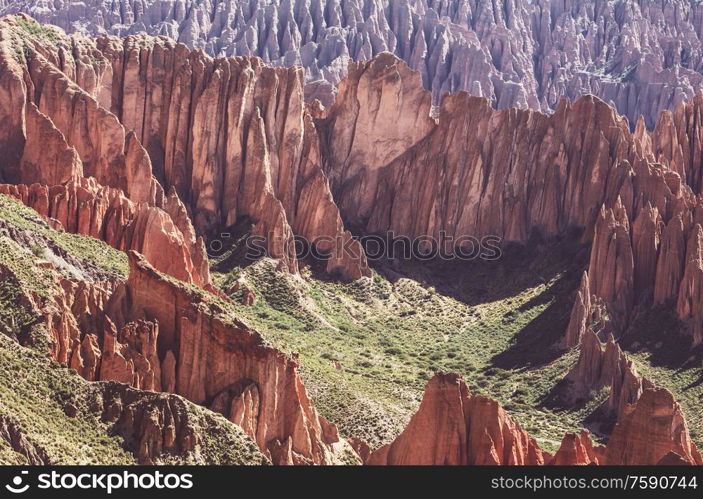 Unusual mountain landscape near Tupiza, Bolivia