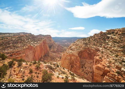 Unusual natural landscapes in Capitol Reef National Park, Utah