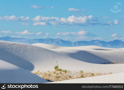 Unusual natural landscapes in White Sands Dunes in New Mexico, USA