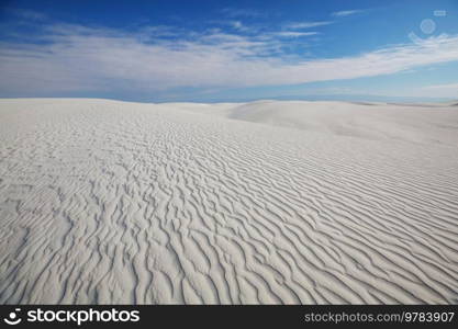 Unusual natural landscapes in White Sands Dunes in New Mexico, USA