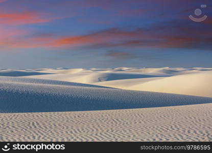 Unusual natural landscapes in White Sands Dunes in New Mexico, USA