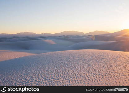 Unusual natural landscapes in White Sands Dunes in New Mexico, USA