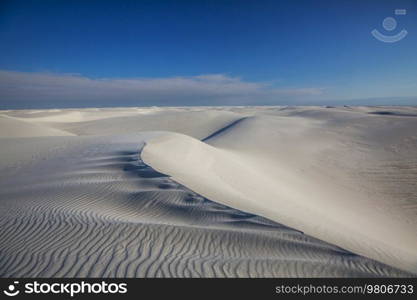 Unusual natural landscapes in White Sands Dunes in New Mexico, USA