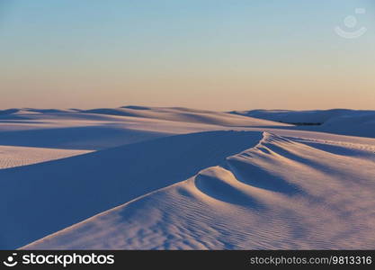 Unusual natural landscapes in White Sands Dunes in New Mexico, USA