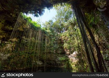 Unusual natural tropical landscapes - Ik-Kil Cenote, Mexico
