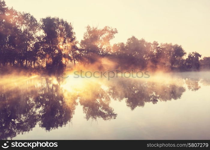 Unusual river fog in summer season