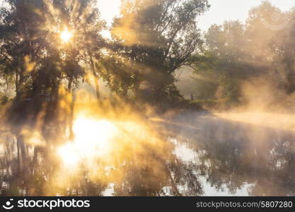 Unusual river fog in summer season