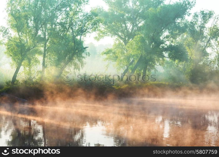 Unusual river fog in summer season