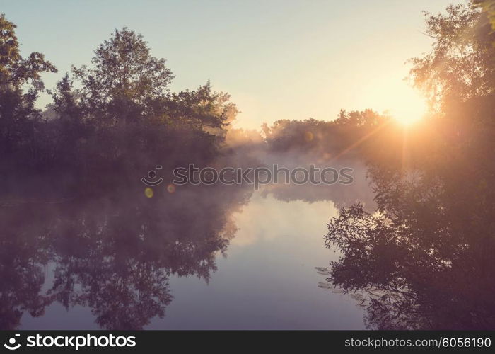 Unusual river fog in summer season