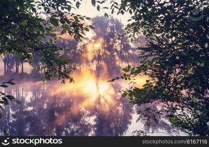 Unusual river fog in summer season