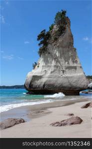 Unusual rock formation at Cathedral Cove on the Coromandel Peninsula