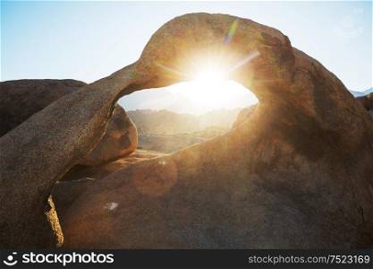 Unusual stone formations in Alabama hills, California, USA