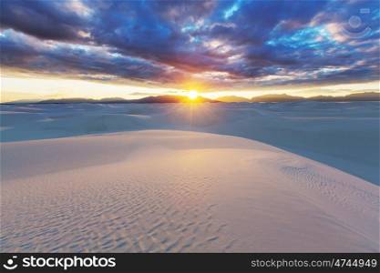 Unusual White Sand Dunes at White Sands National Monument, New Mexico, USA