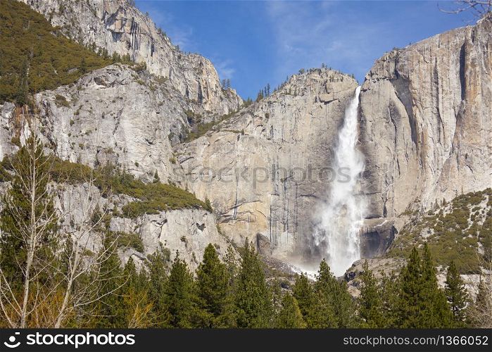 Upper Falls at Yosemite on a Spring Day.