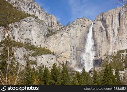 Upper Falls at Yosemite on a Spring Day.