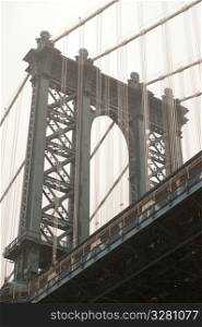 Upward view of the Manhattan Bridge in Manhattan, New York City, U.S.A.