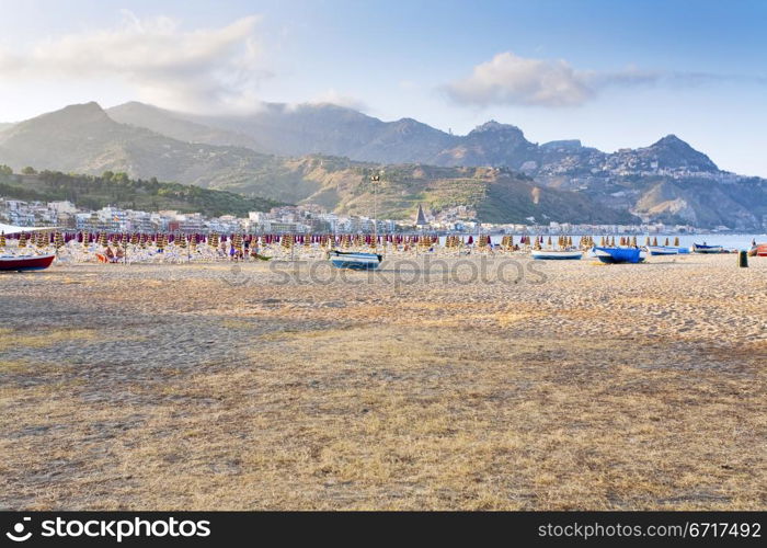 urban beach in summer day at sunset, Sicily, Italy