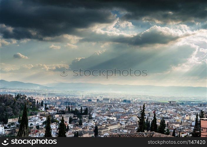 Urban landscape, Granada city view, Andalusia, southern Spain