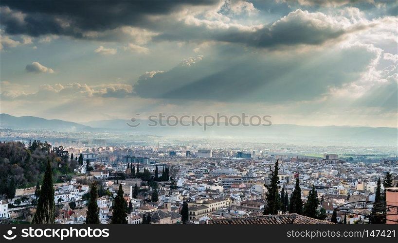 Urban landscape, Granada city view, Andalusia, southern Spain
