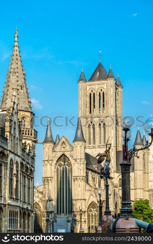 Urban landscape, typical Flemish architecture in the city of Ghent, Belgium