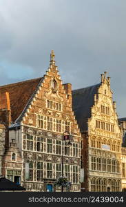 Urban landscape, typical Flemish architecture in the city of Ghent, Belgium